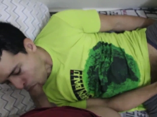 Stepdad wake up call with cock in son’s face