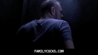 Teen step son tricks step dad by sucking his dick at gloryhole
