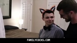 Halloween boy fucked by dad and friend in threeway
