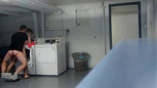 Straight college roommate bangs me hard in laundry room