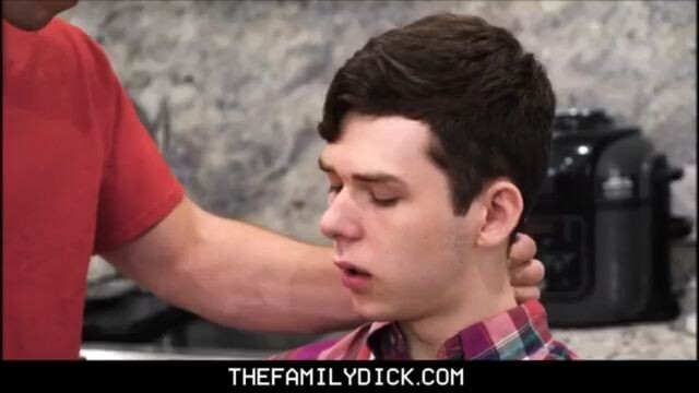 Teen fucked in kitchen by his dad