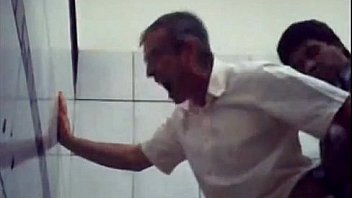 Dad sucks son in the bathroom then takes his cock in his ass